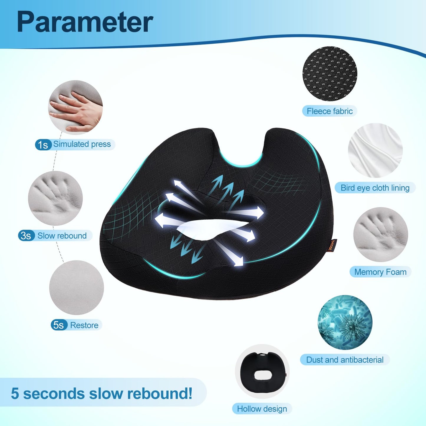 ZHOOGE Donut Pillow Donut Cushion Chair Seat Cushion - The Memory Foam Firm Coccyx Pad You Need for Comfort During Long Sitting at Office Chairs
