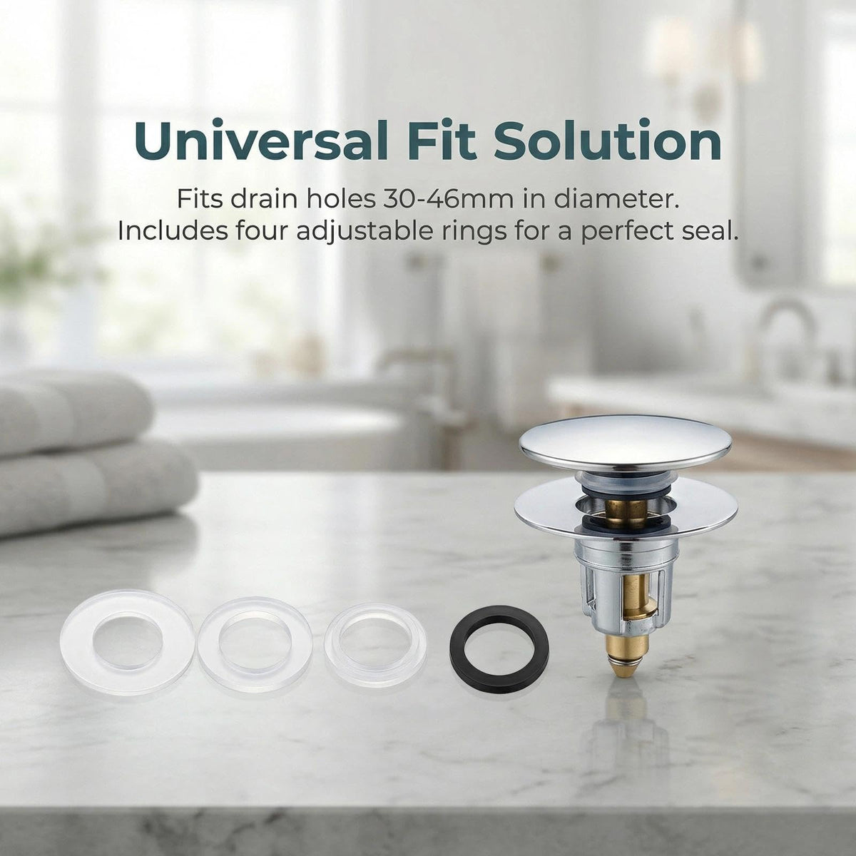 AQRNKK Pop up Sink Plug with Drain Strainer, Brass Bounce Core Push Drain Plug, Suitable for 1.18'' to 1.81'' (30-46mm), a Depth ＞50mm