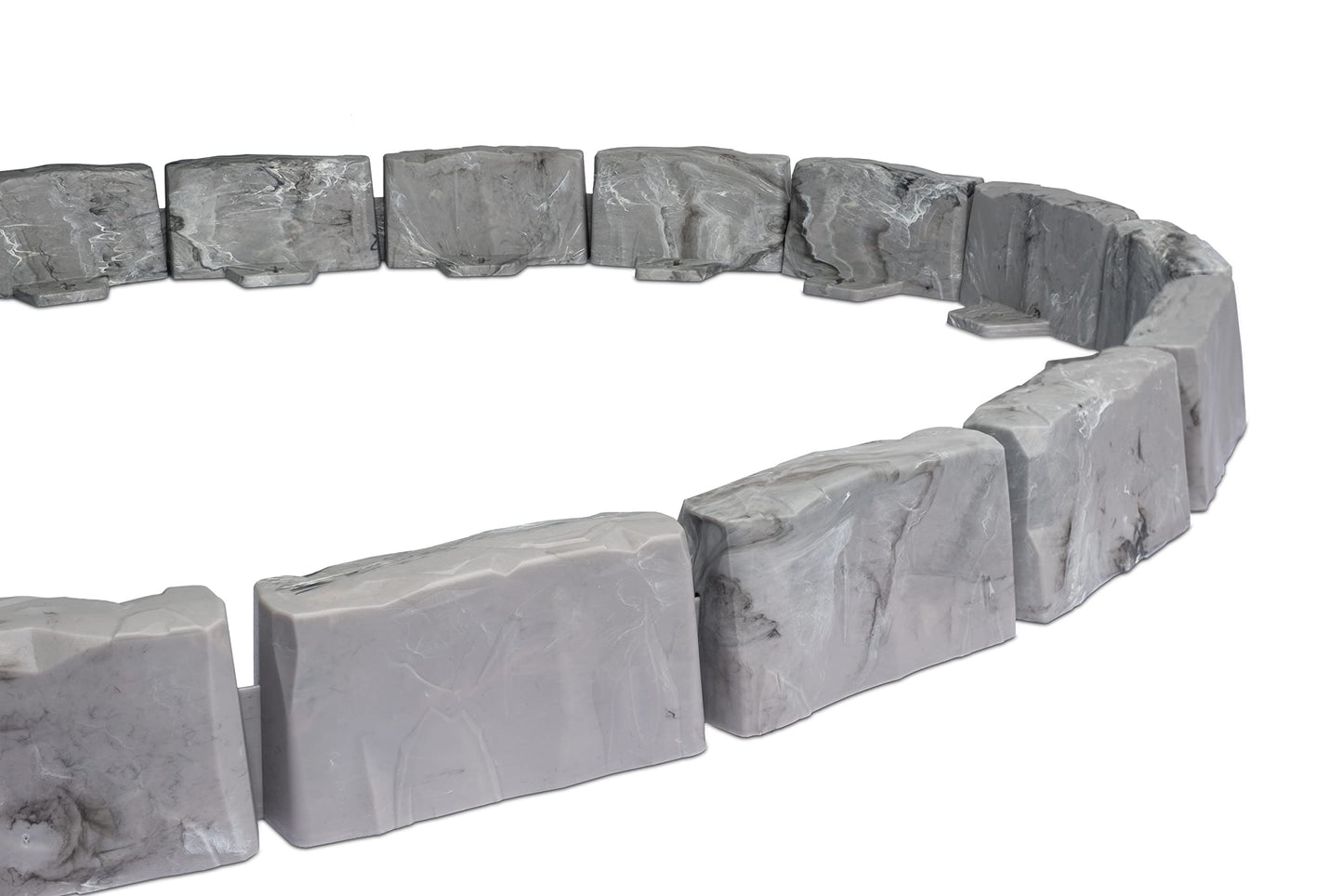 EasyFlex No-Dig Landscape Edging Kit – 15 Ft Stone-Look Garden Border with Anchoring Spikes – 2.7" Tall Decorative Edging – Slate Gray