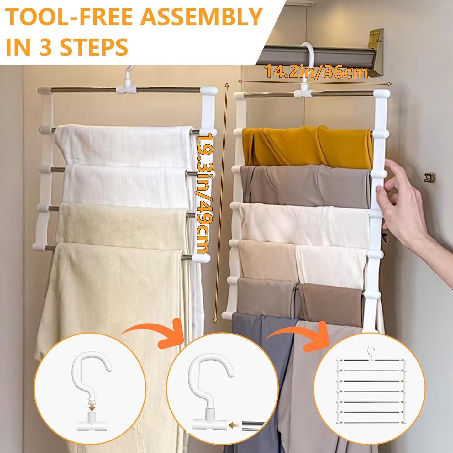 Pluvinctus 3 Pcs Trouser Hangers Space Saving, Wardrobe Storage Organiser ﻿