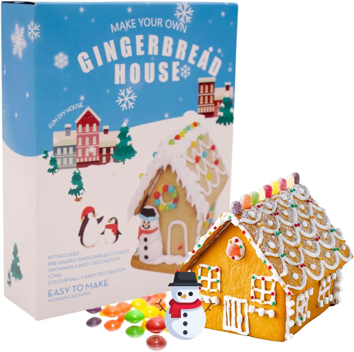Gingerbread House decoration kit 195g, best before 19/04/26, dented box, red box