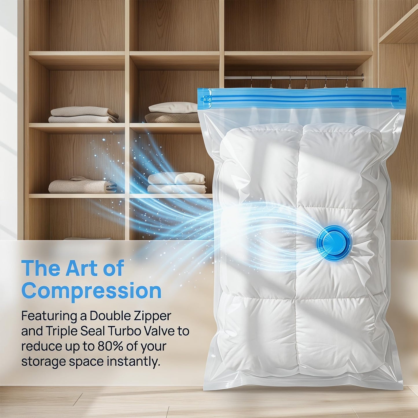 4 Pcs Space Saver Bags Vacuum Storage Bags Small Compression Zipper Storage Bags Vacuum Pack Bags for Clothes, Vacuum Bags for Clothes Travel Home