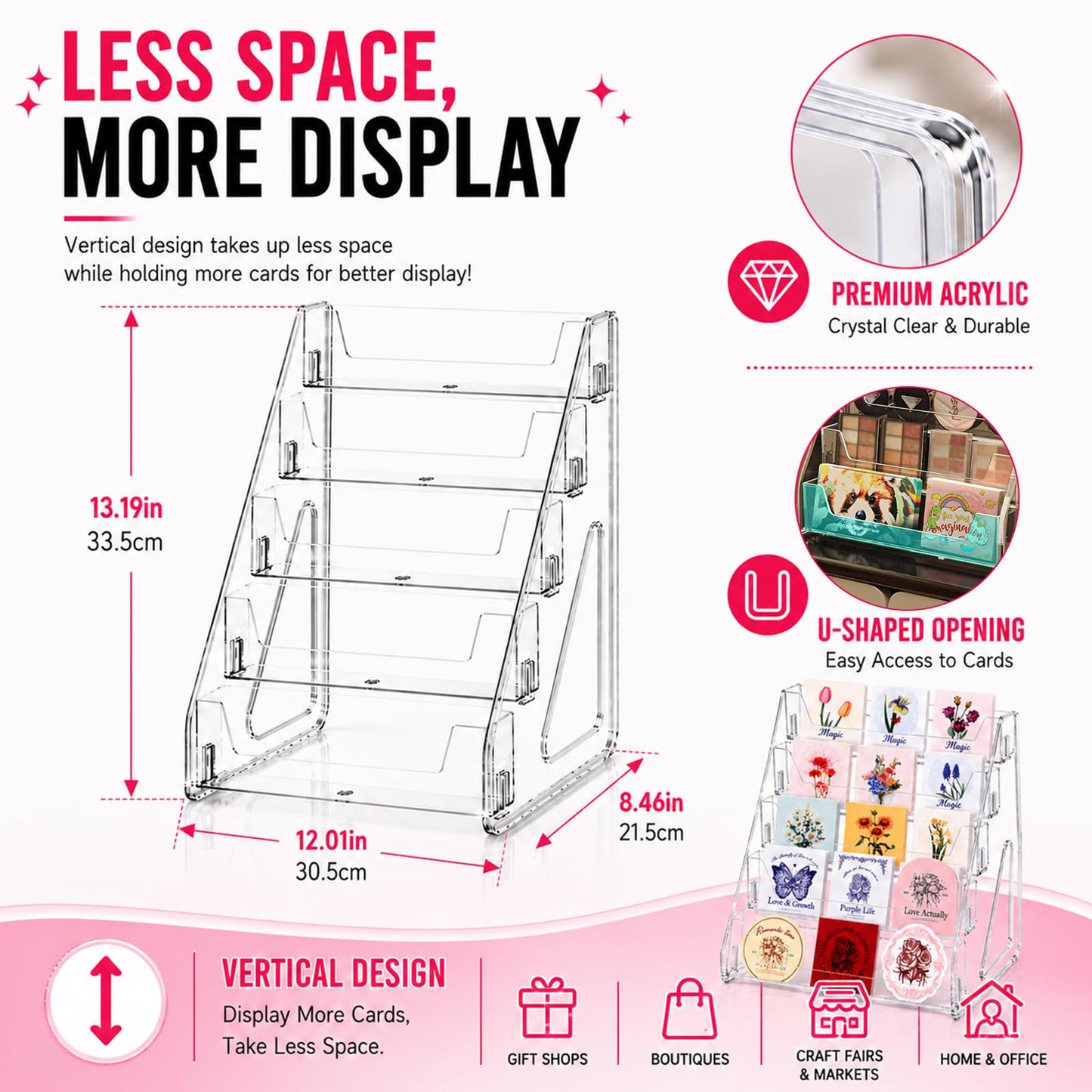 Acrylic 5-Tier Greeting Card Display Stand for Sports & Trading Cards