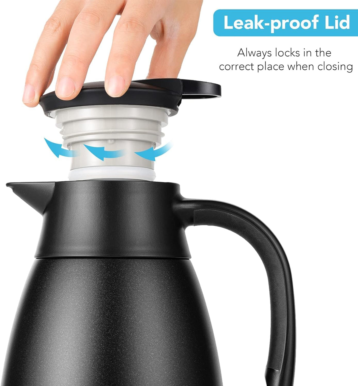 Tiken 2.5L Thermal Coffee Carafe Jug, Stainless Steel Insulated Vacuum Coffee Pot Flask for Tea Hot and Cold Drinks
