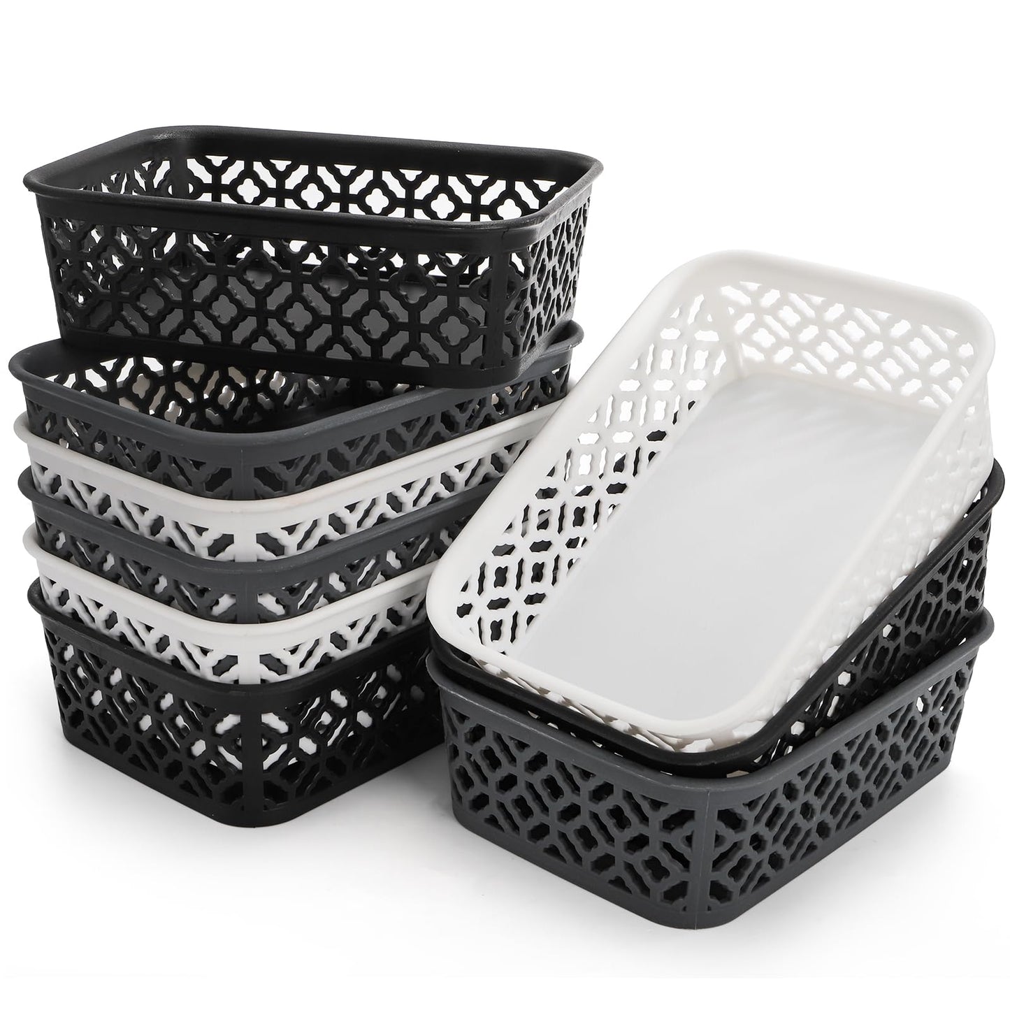 ZEAYEA 9 Pack Small Plastic Storage Basket, Classroom Organizer Baskets for Shelves Desk Drawer