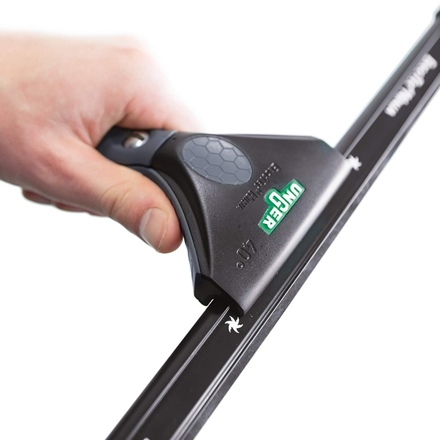 UNGER ErgoTec Ninja Squeegee 40 30cm - Large Squeegee Blade, Aluminium Channel & Rubber Grip Handle - Professional & DIY Window & Glass Cleaning