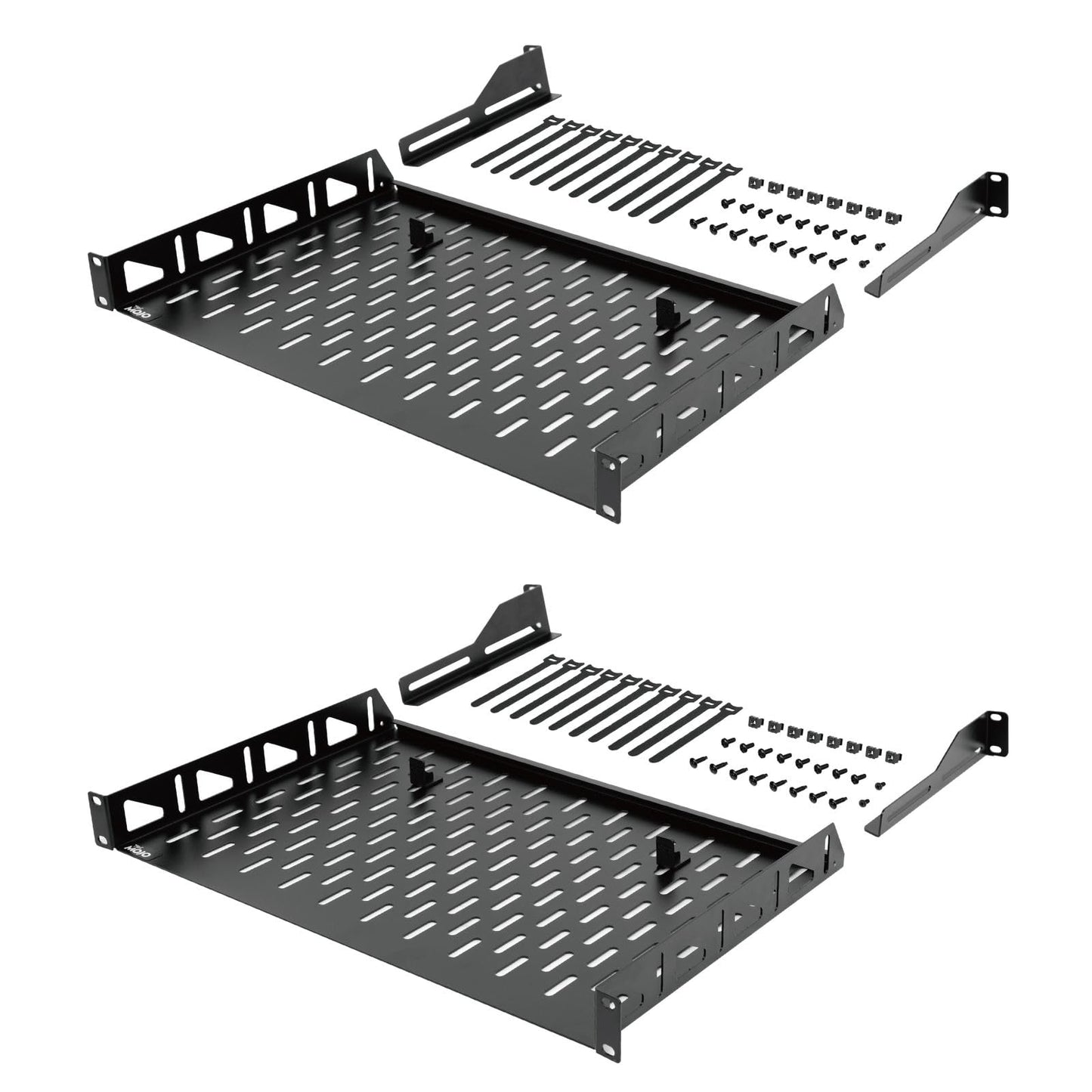 Tecmojo 1U 2Pack Cantilever Shelf, 304.8mm Depth, 19inch Rack Mount with Anti-Slip Stops, Server and Network Rack Shelf, 110lbs(50kg) Capacity, Vented