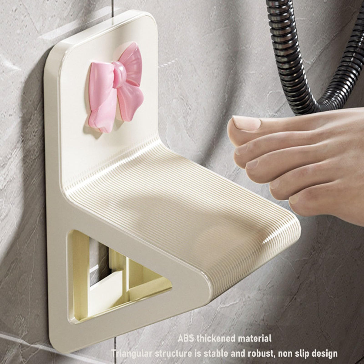 Shower Foot Rest, No Drill Wall Mounted Shower Foot Pedal for Shaving Legs with Adhesive Backing Foldable and Portable for RV Bathroom Yellow