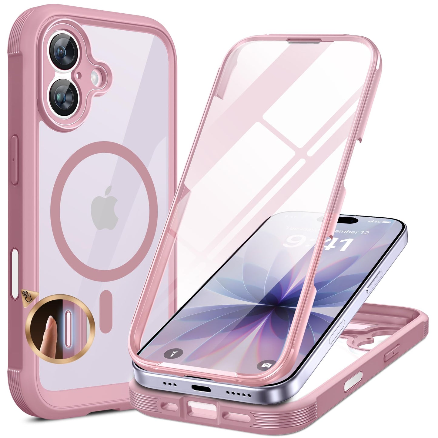 Miracase Magnetic Case for iPhone 17 Case, [Bubble Free] Built-in Glass Screen Protector+[New Camera Control Button], Full Body Bumper Compatible with