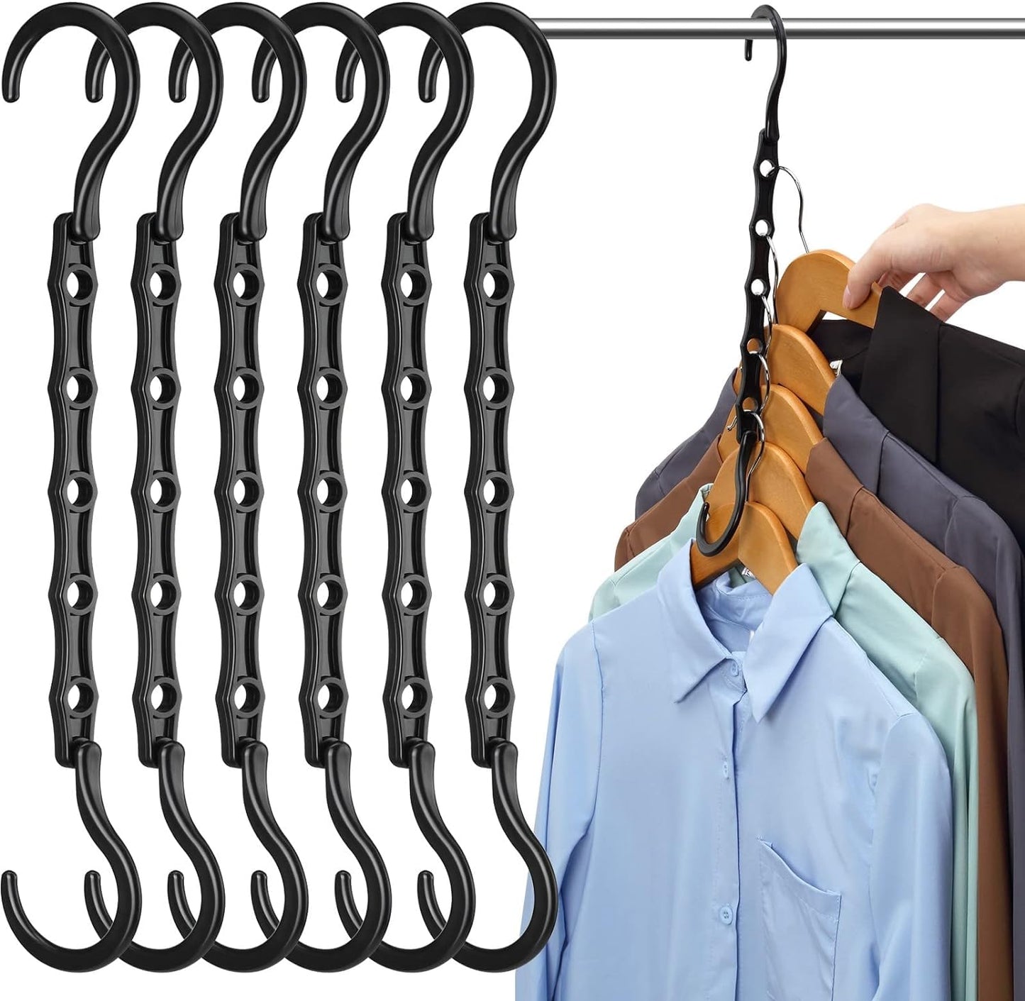 Eupako 12 Pack Space Saving Hangers, Black Closet Organizers and Storage