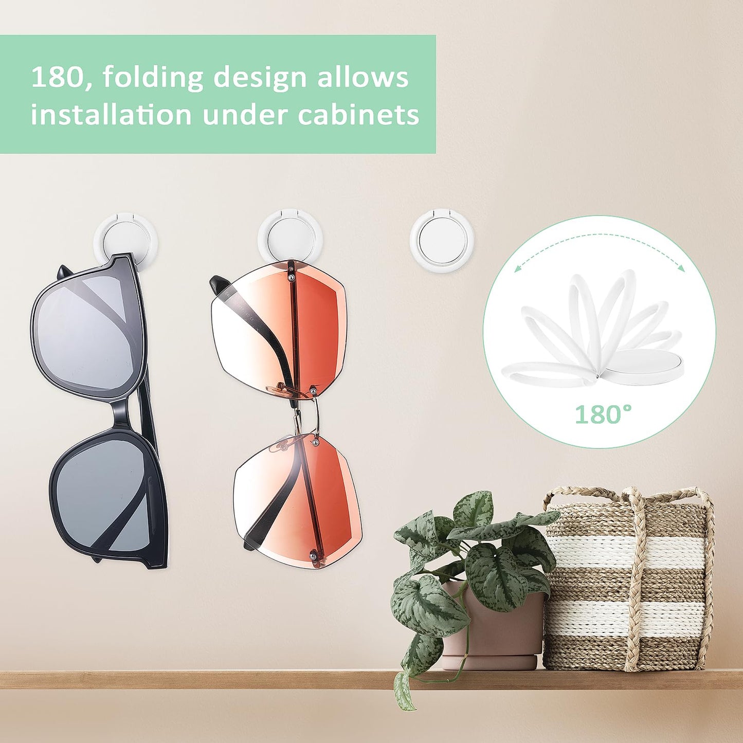 8 Pack Sunglass Organizer Wall Round Wall Mounted Sunglass Holder Hanging Sunglasses Organizer Eyeglass Holder White Sunglass Holder for Wall