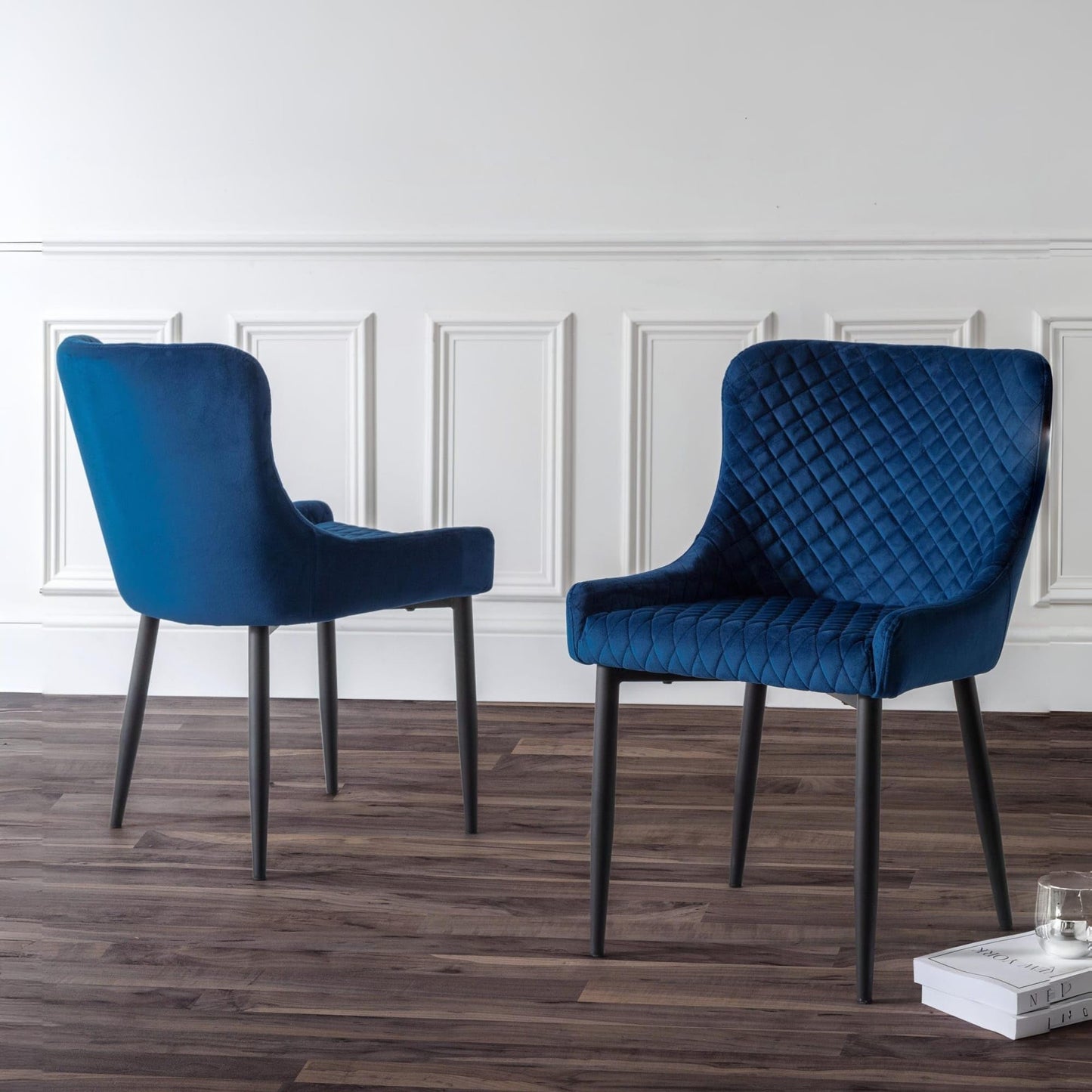 Julian Bowen Luxe Dining Chairs, Set of 2, Blue - H82 x W50 x D62cm