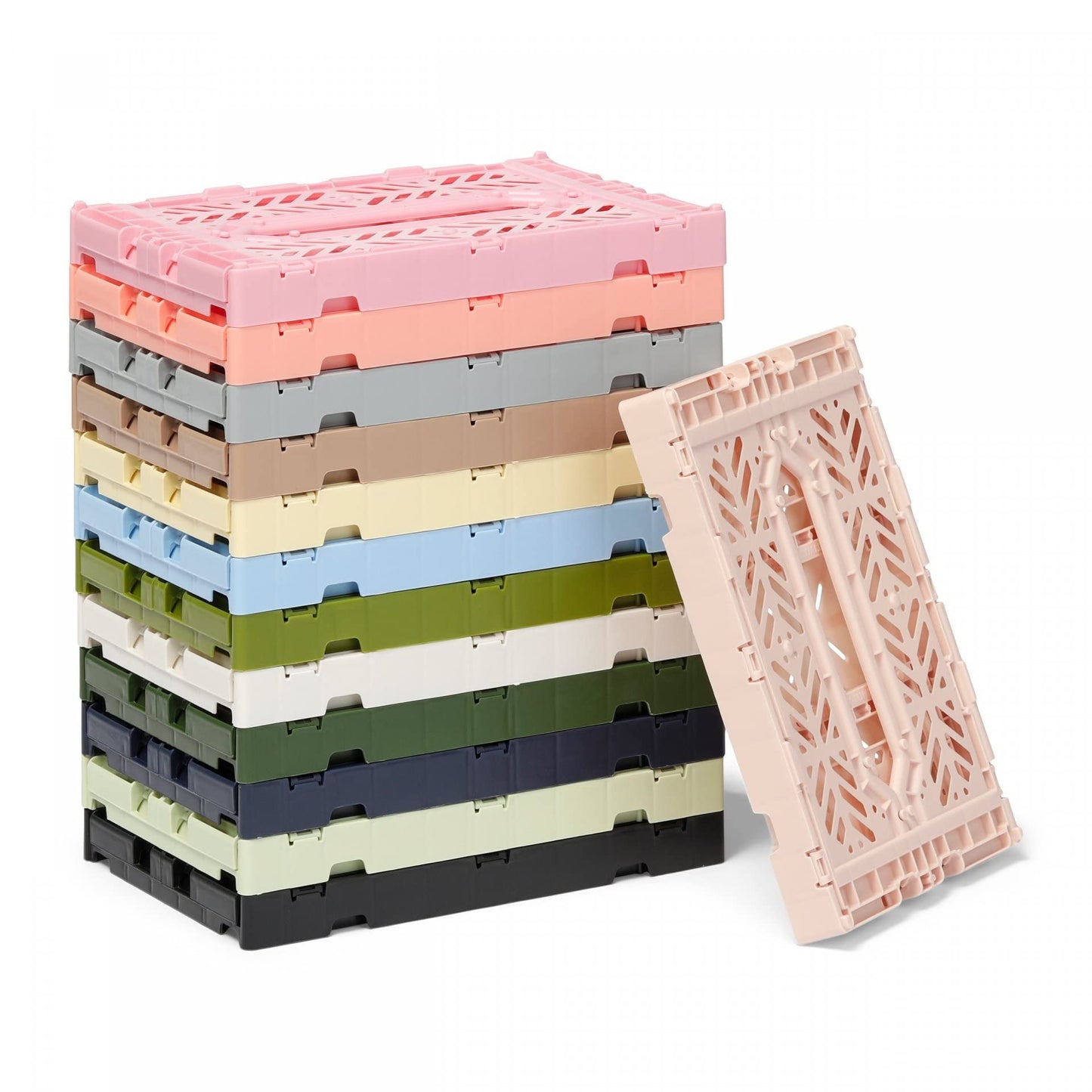 AYKASA Folding Crate, Sturdy Folding Box, Plastic, Stackable, Purple, Mini (27 x 17 x 11 cm)