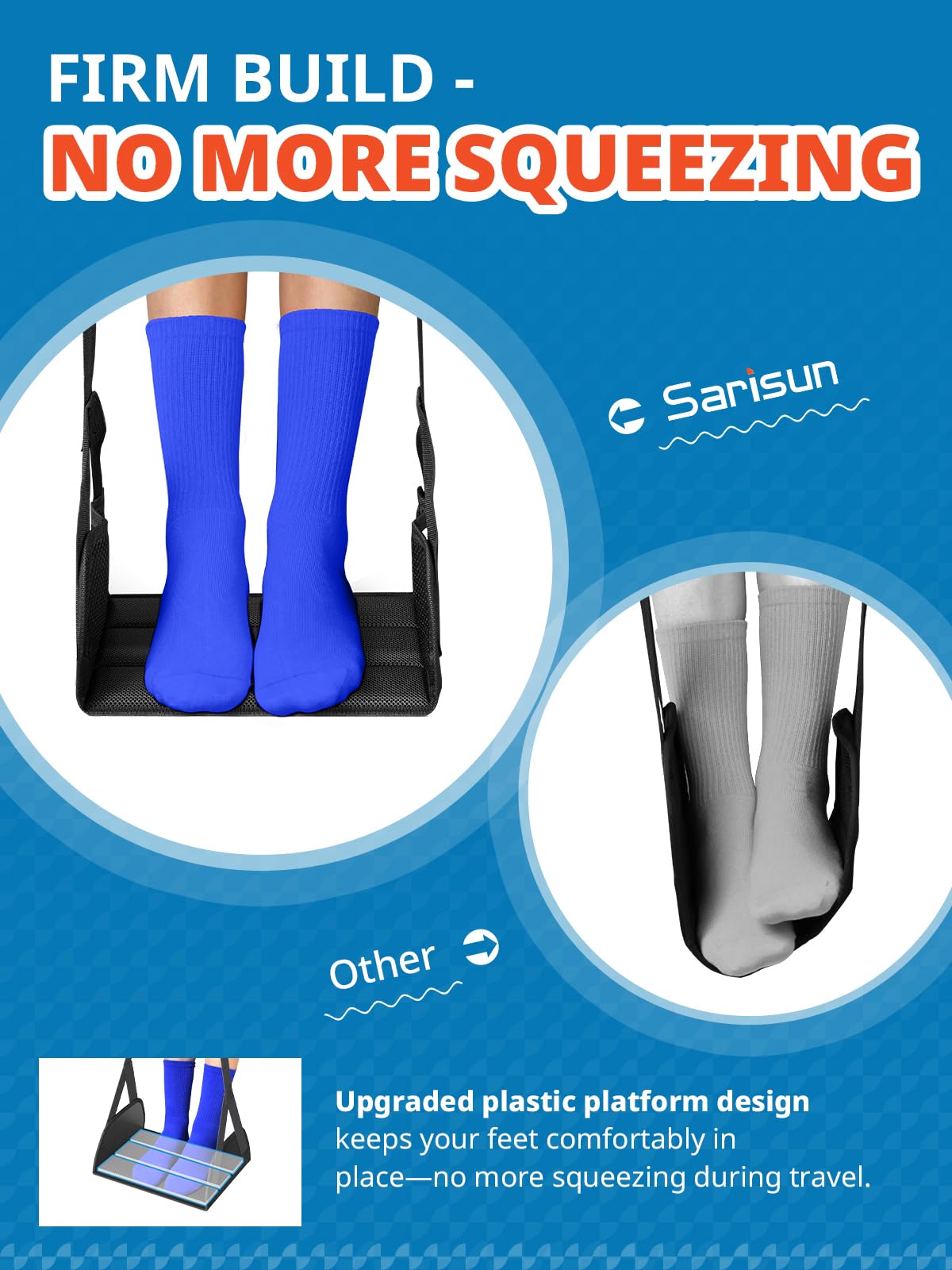 SARISUN Foot Hammock for Flight 2-Pack Foot Rest with Portable Carry Bags