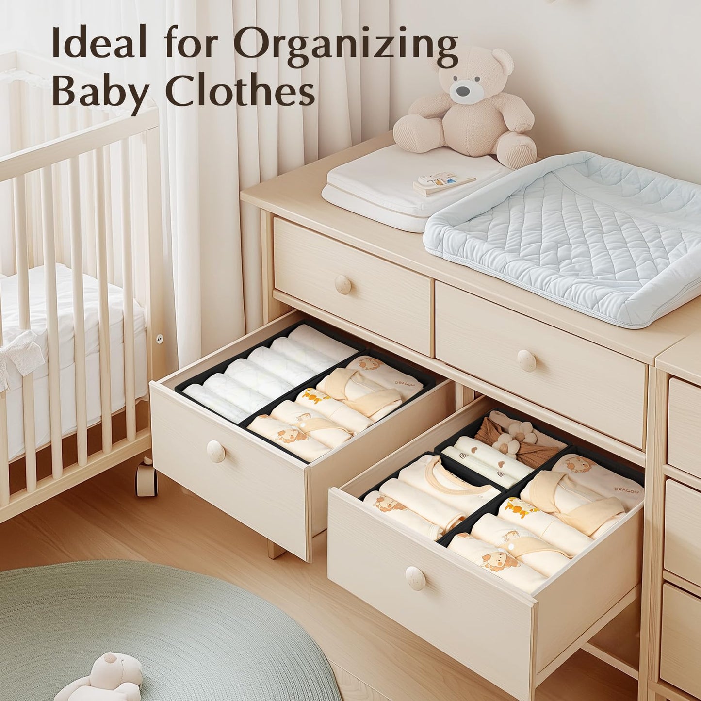 DIMJ 12 Pack Wardrobe Storage Organiser - Underwear Drawer Organiser, Black