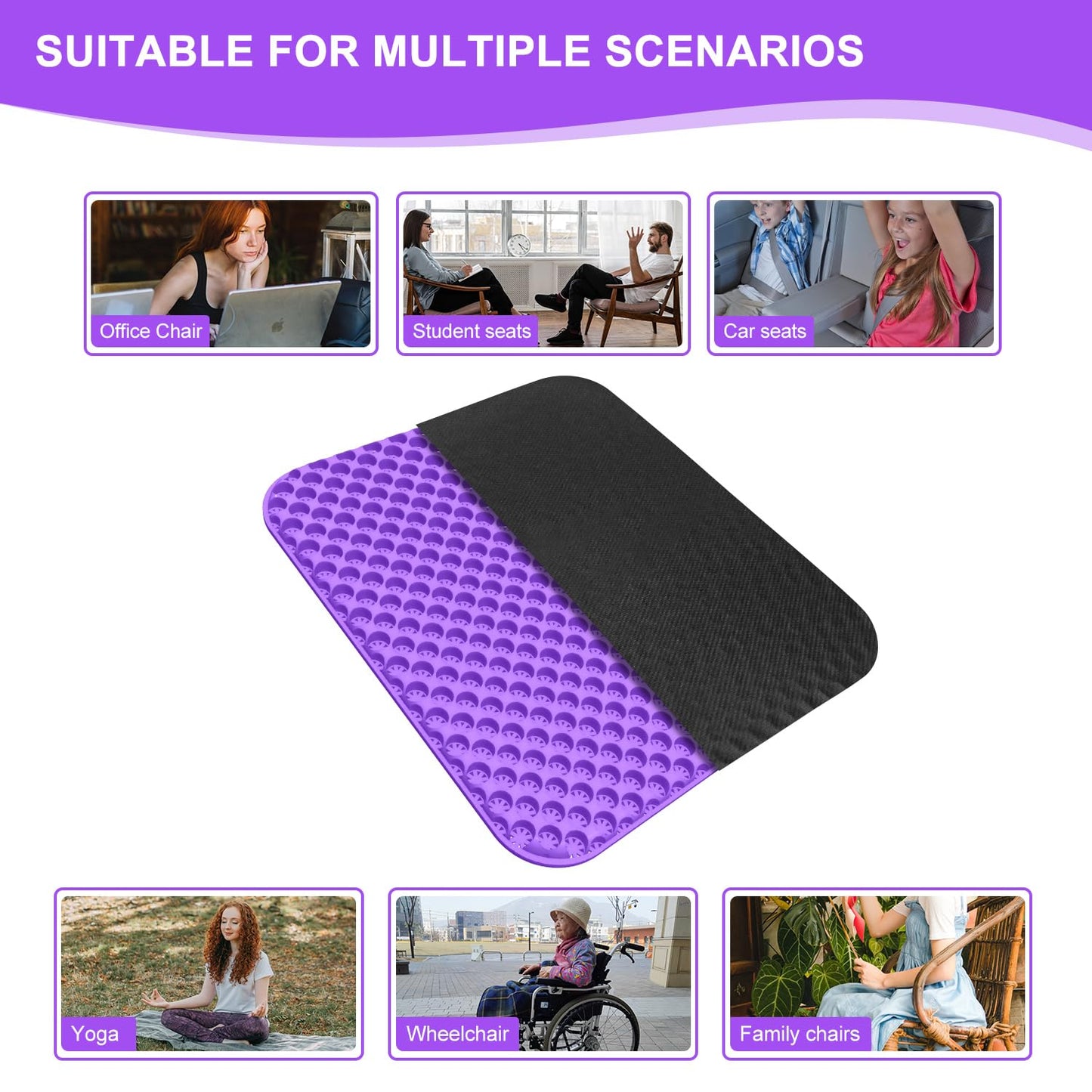 Gel Seat Cushion for Long Sitting,Double Thick Support Pressure Cushion with Non-Slip Cover,Soft & Breathable Sitter Cushion for Back Pain