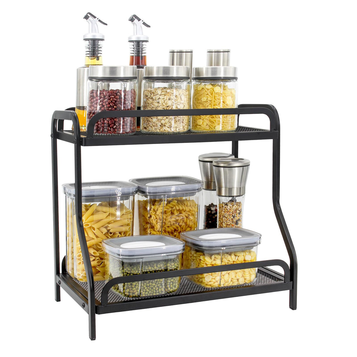 Womanht 2 Tier Countertop Organizer for Kitchen Bathroom Multi-Functional Coffee and Tea Station Organizer, Makeup Organizer and Kitchen Standing