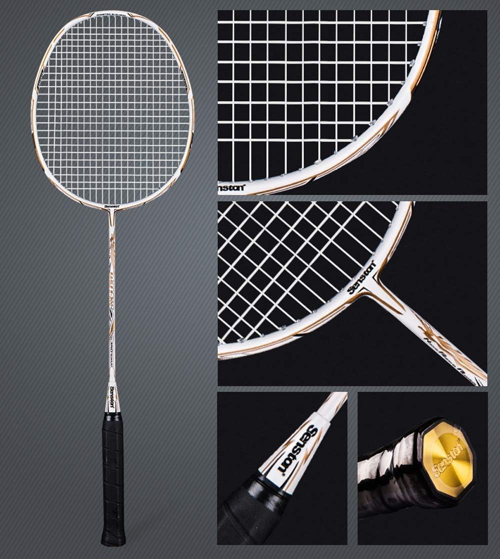 Senston Badminton Set S300 Graphite Full-Carbon Badminton Rackets With Carry Case, 2 Badminton Rackets 1Tube Shuttlecocks and 2 Overgrips