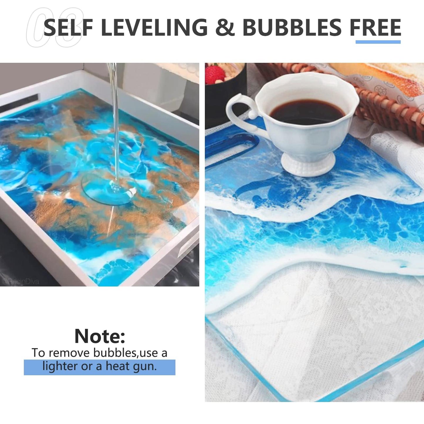 Teexpert Epoxy Resin Crystal Clear Kit 1 Gallon High-Gloss Coating and Casting Resin, Self-Leveling Bubbles Free Resin and Hardener Kit for DIY Art,