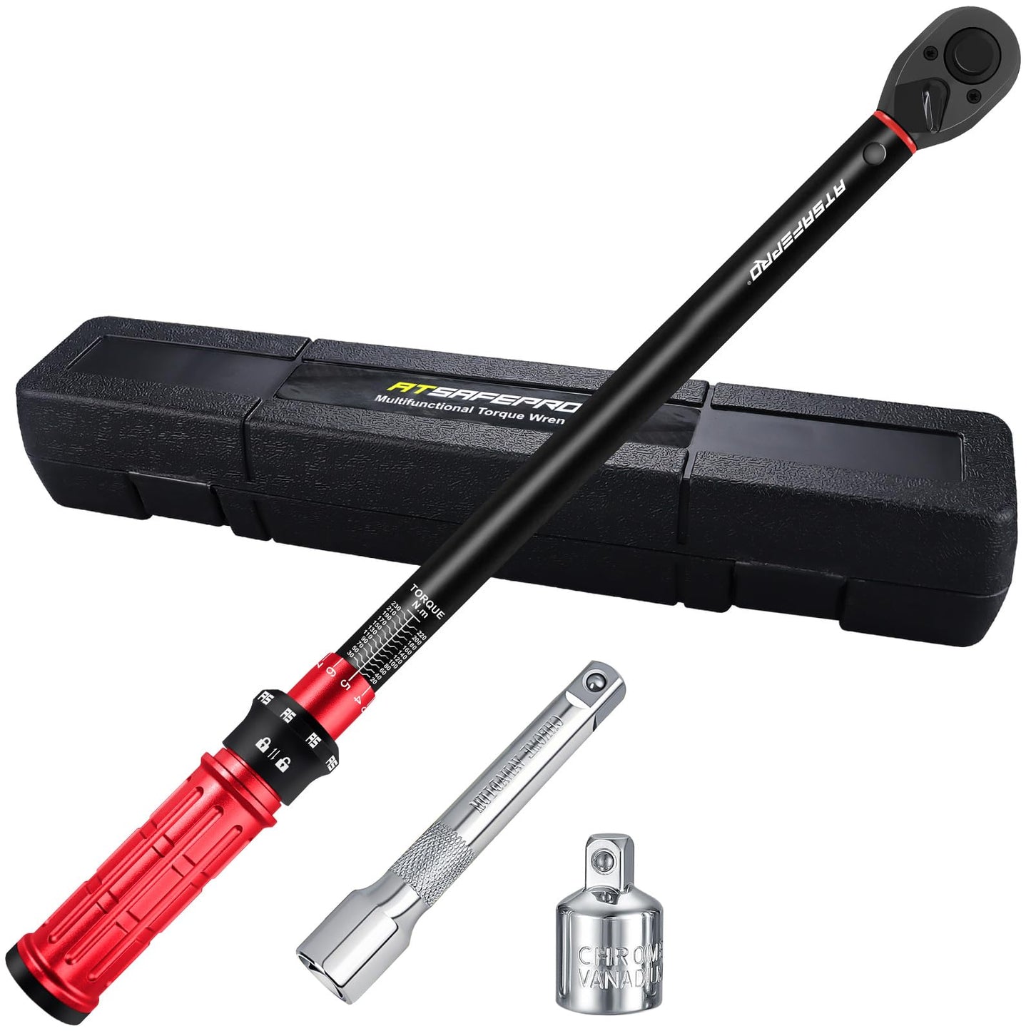 ATsafepro Torque Wrench Set 1/2 Inch,20-230Nm Torque Wrench with 3/8" Adapter,5'' Extension Bar,Precision Torque Tool ?3% Accuracy with 72 Teeth