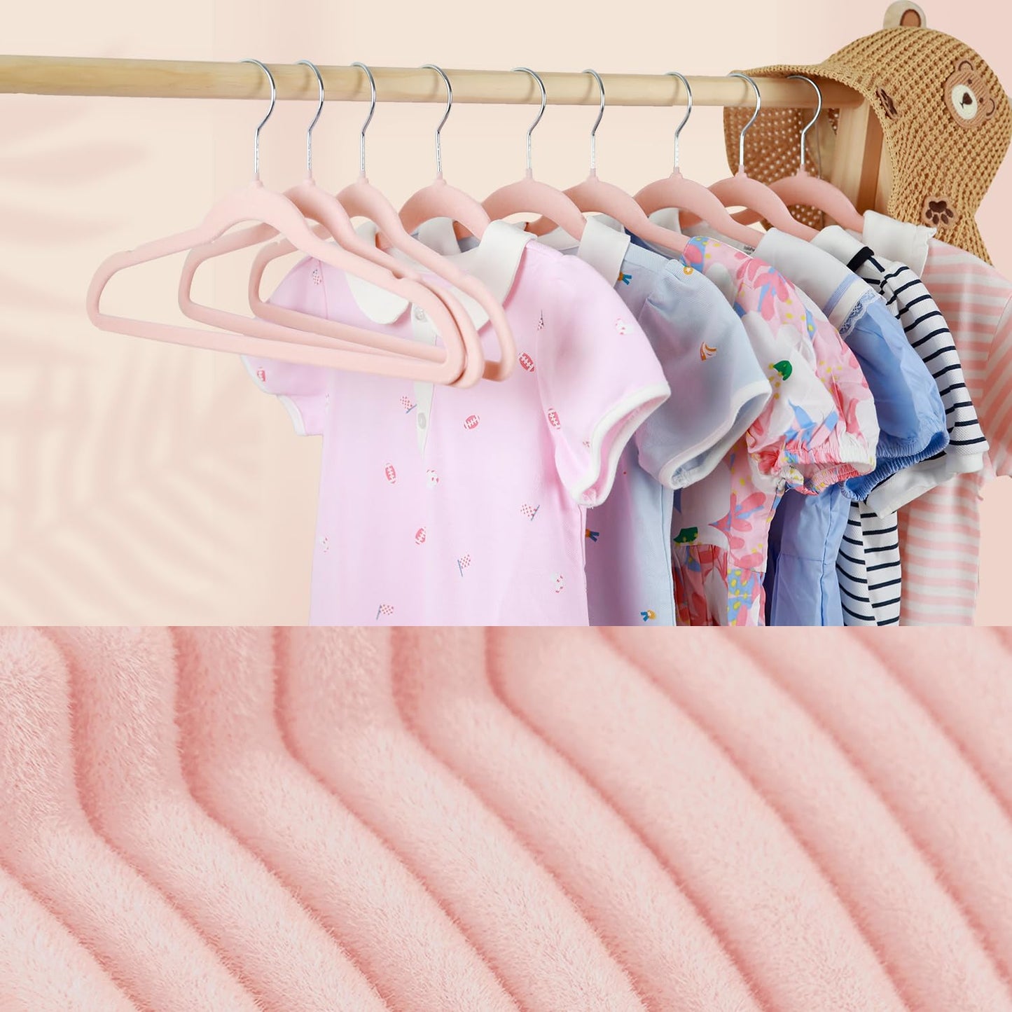MangoKit Pink Kids Velvet Hangers Felt Children's Coat Hangers 32 Pack