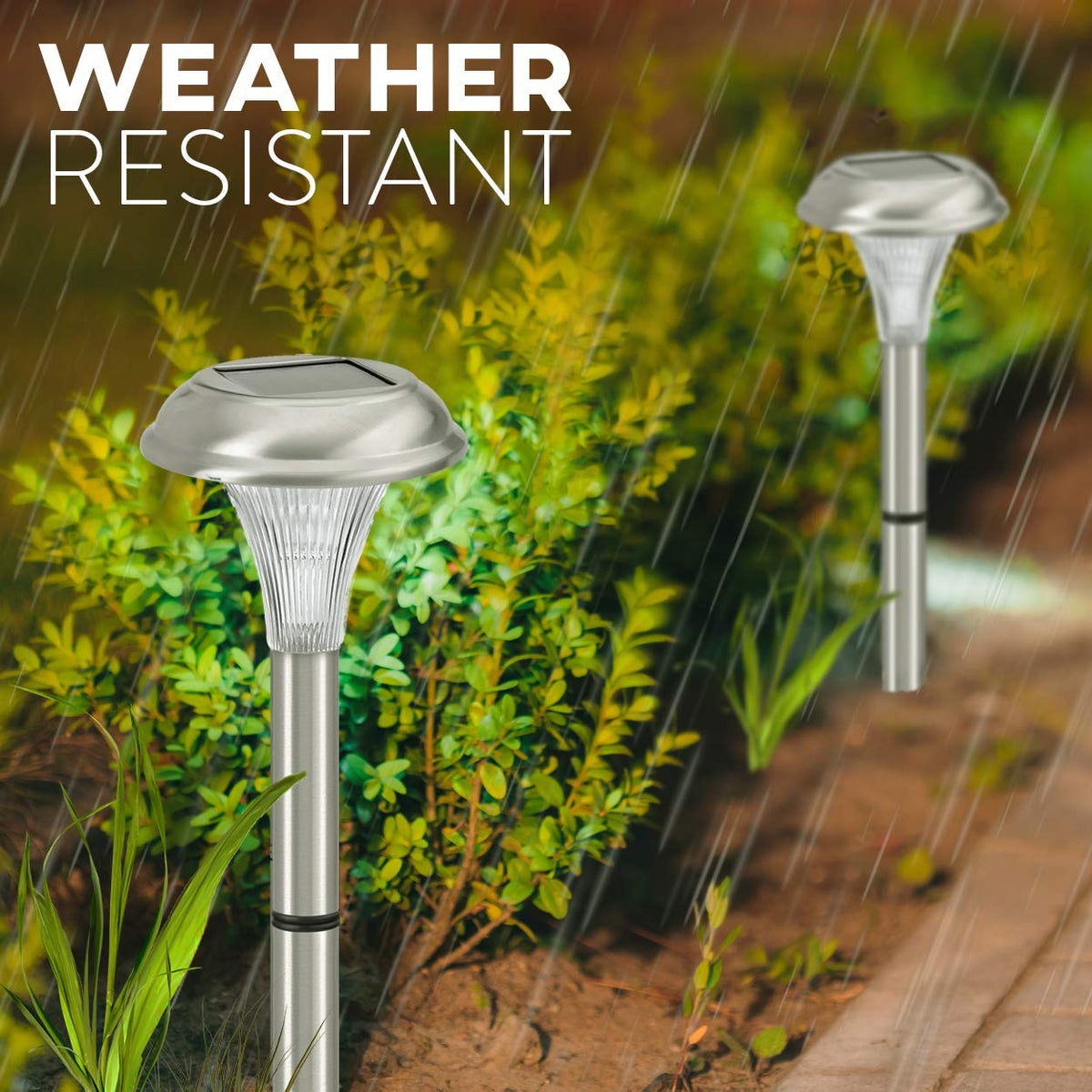 Solar Garden Lights for Outdoor  8 Brightest Light Set - Beautiful Brushed Stainless Steel - Transform Your Paths, Garden, Flowerbeds and Drive -