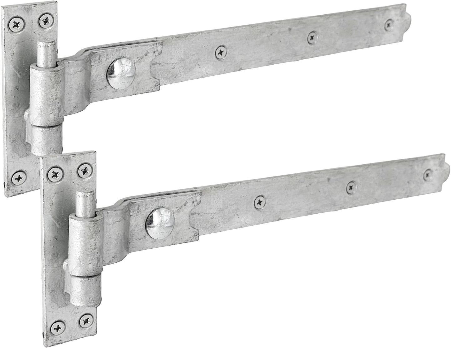 IRONTITE? Cranked Gate Hinges, Heavy-Duty 400mm (16") Hook and Band for Wooden Gates - Galvanized with Fixings Included"}