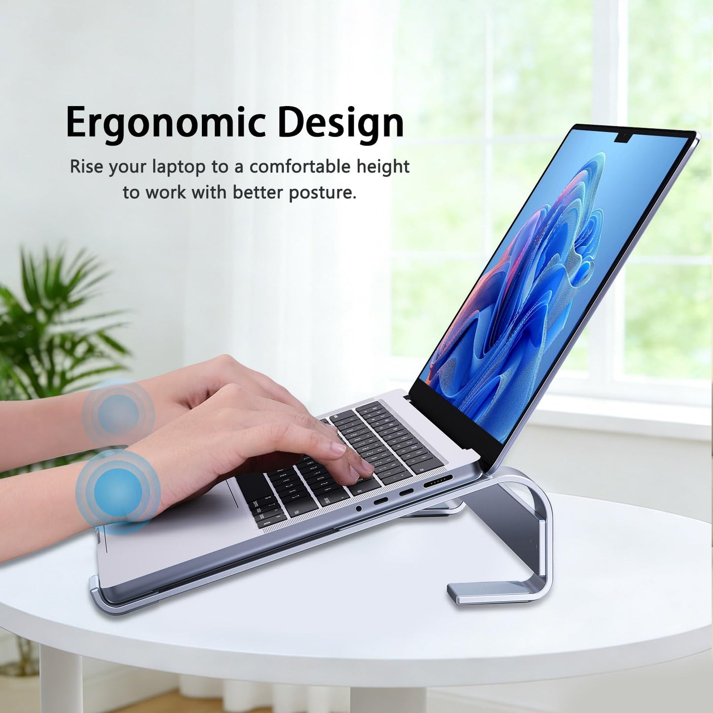 JOOF Aluminum Laptop Stand, Portable Cooling Stand, Ergonomic Laptop Holder for Desk (Non-Slip), Compatible with MacBook Air, Pro, Dell, HP, Lenovo