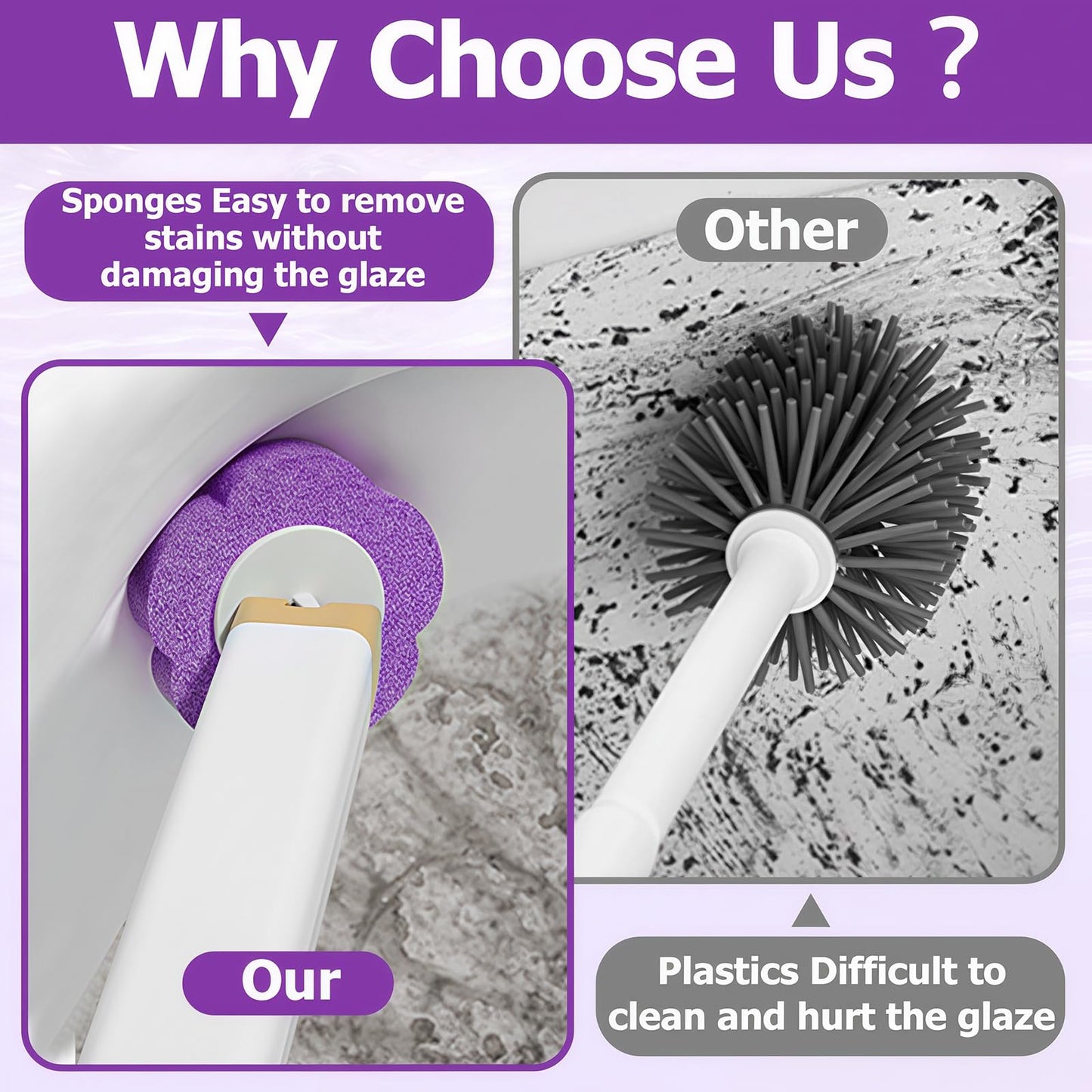 Toilet Wand Kit, Disposable Toilet Brush with 60 Refills