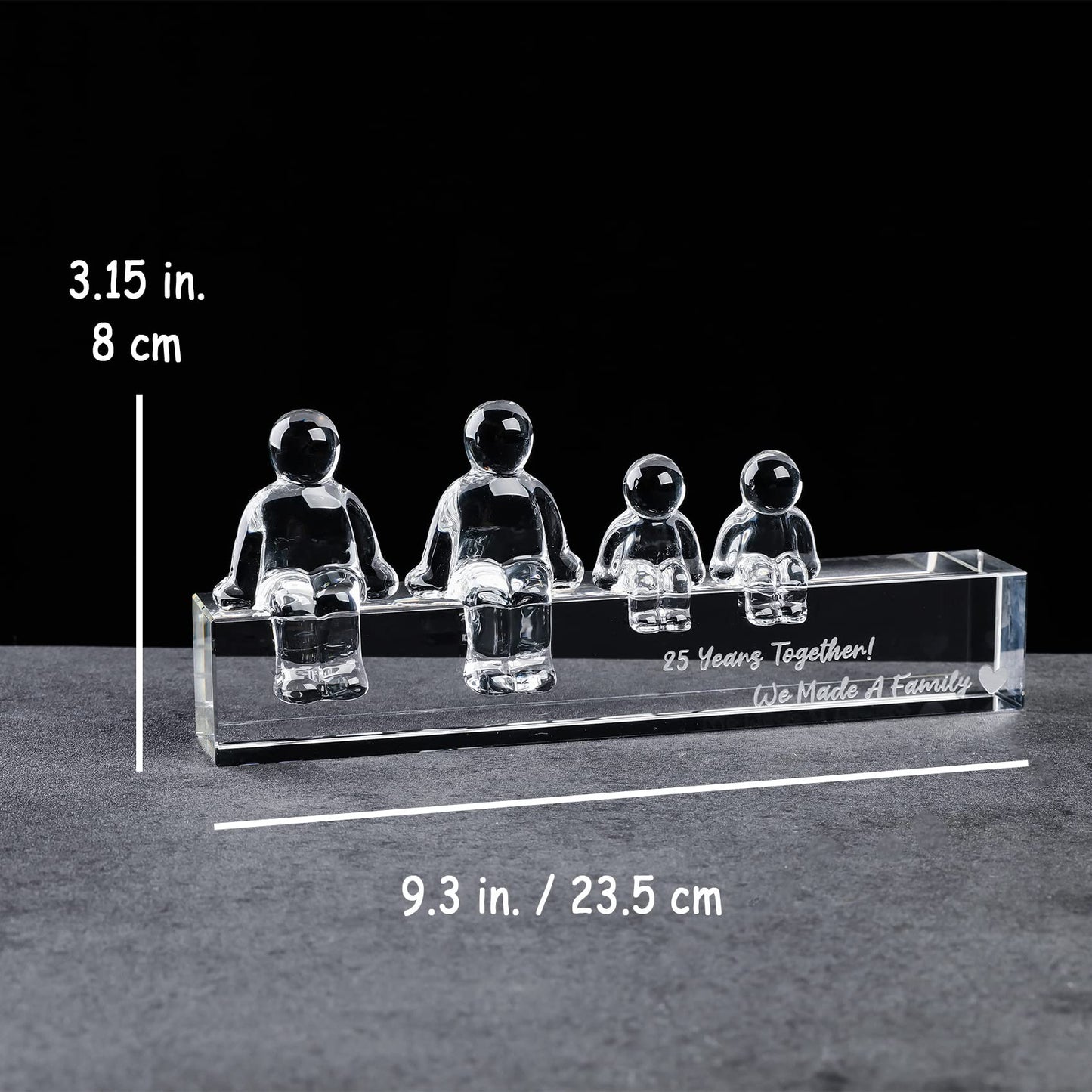 Movdyka Crystal Silver 25th Wedding Gifts on Anniversary for Her Wife, 25 Years Together We Made A Family Glass Ornament Keepsake for Parents (2