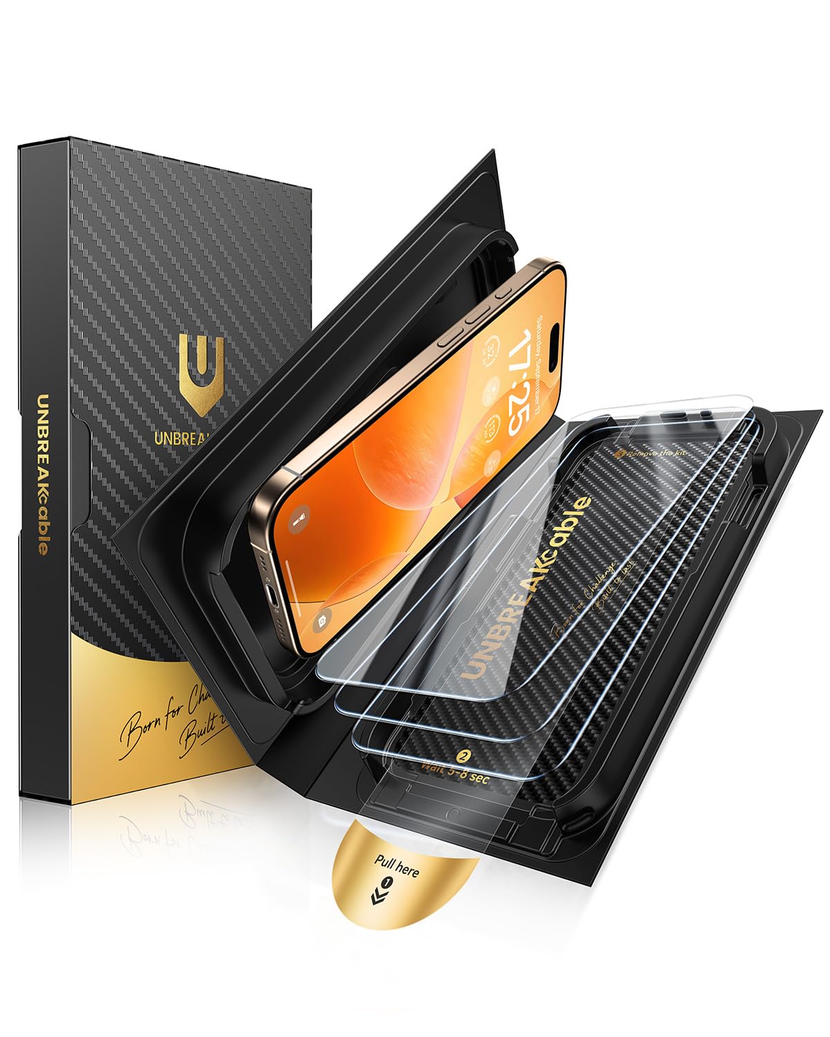 UNBREAKcable for iPhone 16 Plus Screen Protector [Quick-Installation Box] 3-Pack 9H+ Hardness Shatterproof Tempered Glass [99.99% HD Clear] [Case