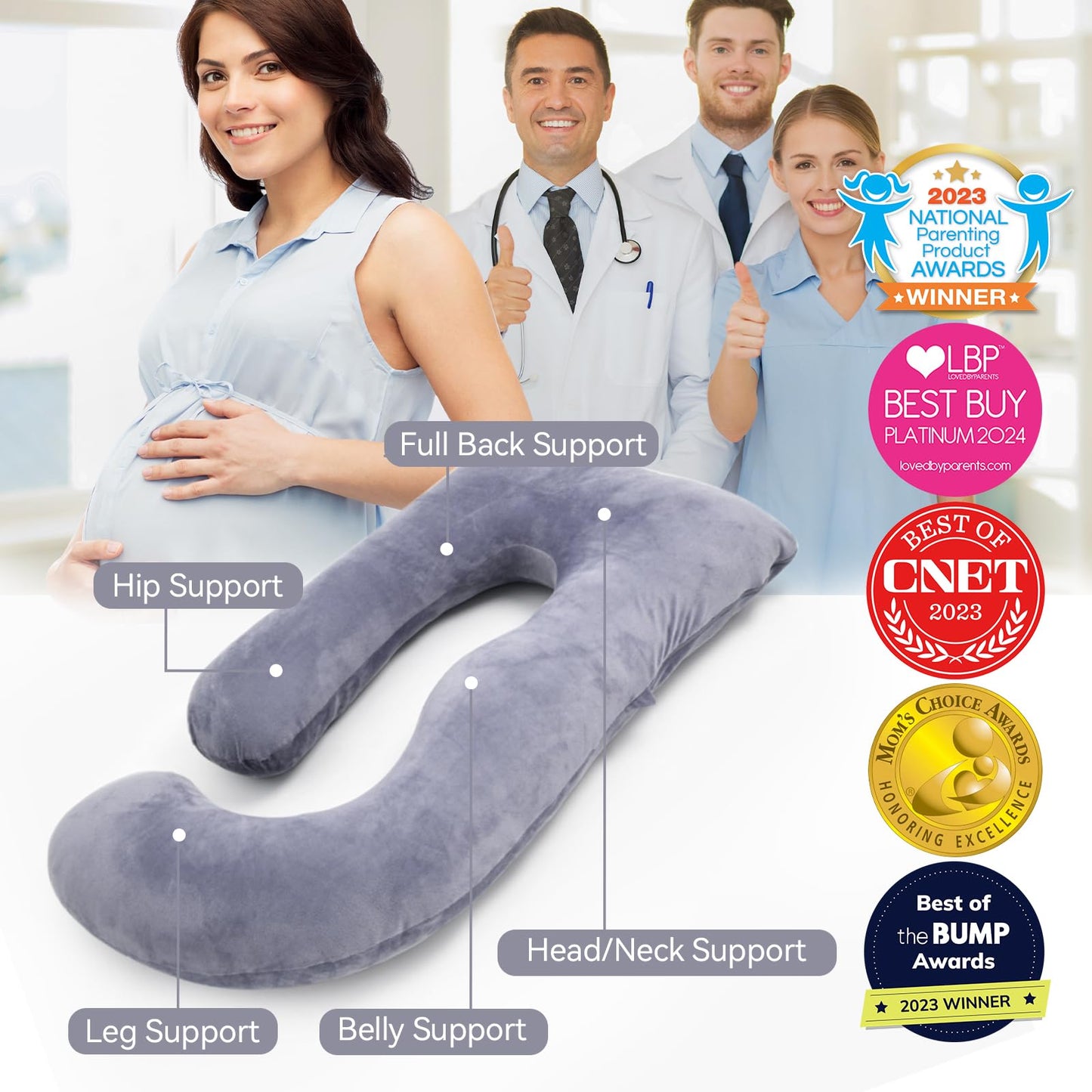 momcozy Pregnancy Pillows for Sleeping, U Shaped Full Body Maternity Pillow with Removable Cover - Support for Back, Legs, Belly, HIPS for Pregnant