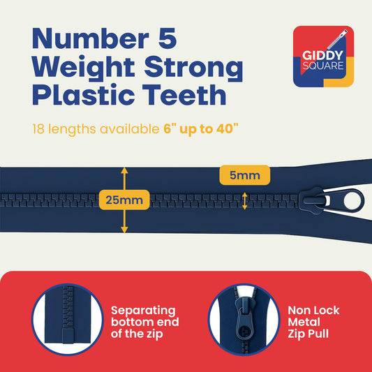 30" (76cm) Royal Blue Chunky Zip - Heavy-Duty Open-Ended Separating