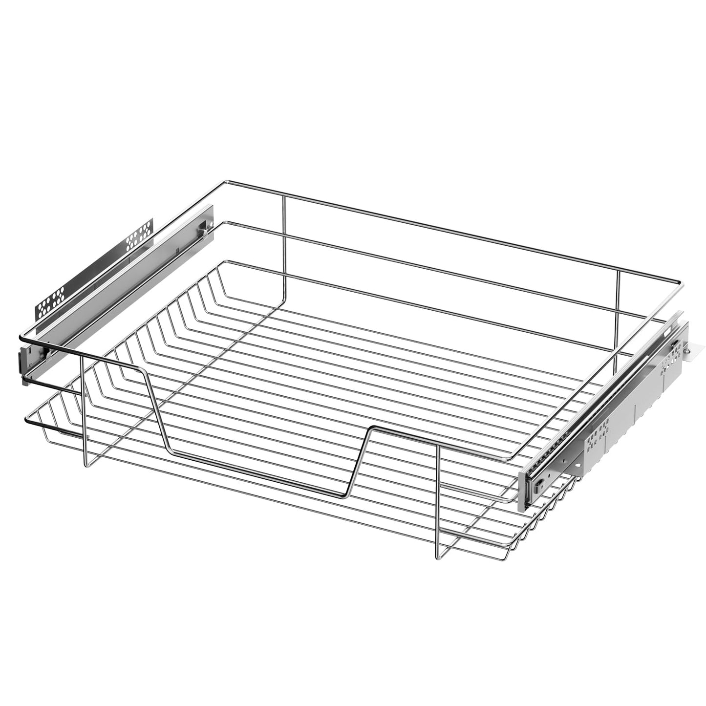 XEMQENER Heavy Duty Kitchen Pull Out Wire Baskets Base Storage Unit, 600MM Slide Out Kitchen Utensil Holder Rack Larder Drawers Origanize with Buffer