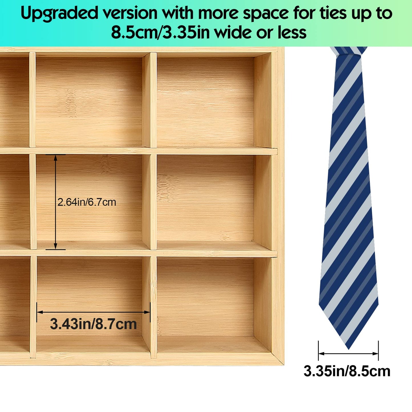 B4Life Tie Rack Wall Mounted Tie Box,Tie Organizer Tie Display Racks for Wall, Bamboo Tie Storage Tie Organizer for Men Tie Holder Wall Mount
