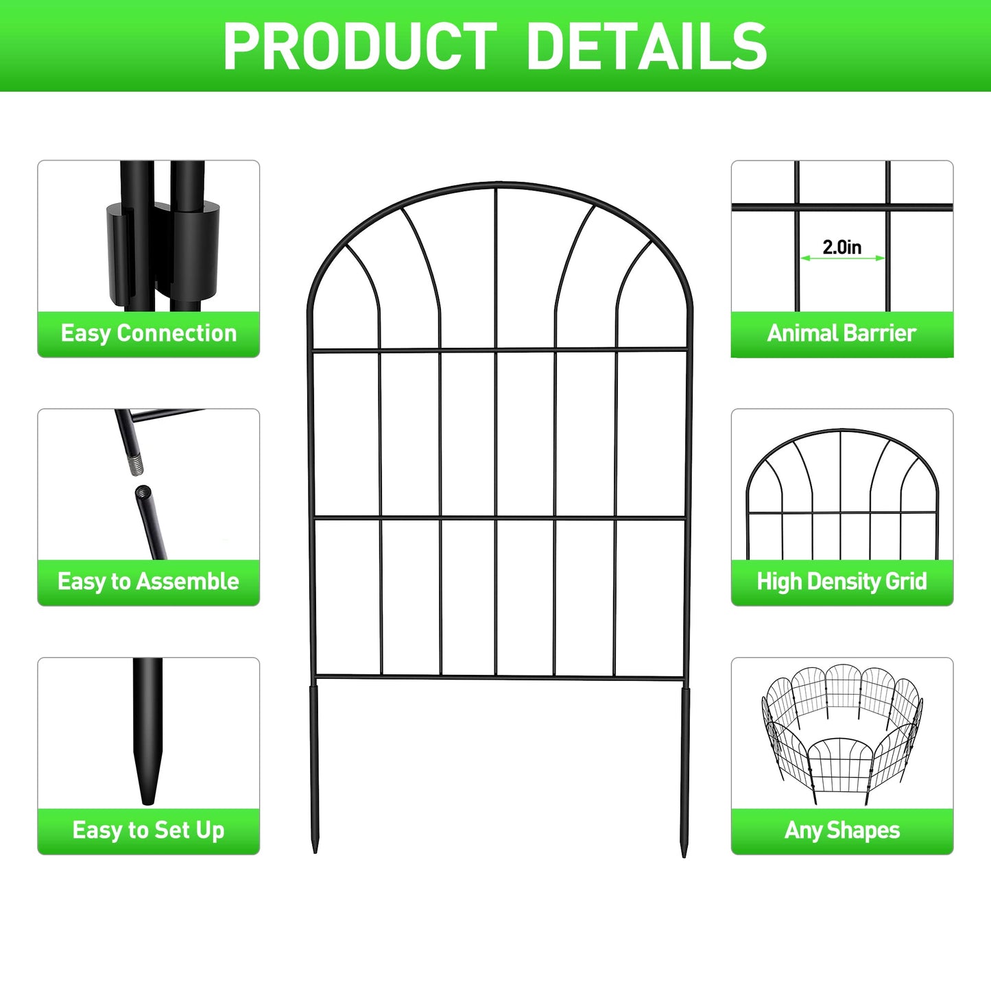 Decorative Garden Fence 25Pack, Metal Rustproof Iron Landscape Wire Folding Fencing Ornamental Panel, Outdoor Rustproof Fence Panel Animal Barrier