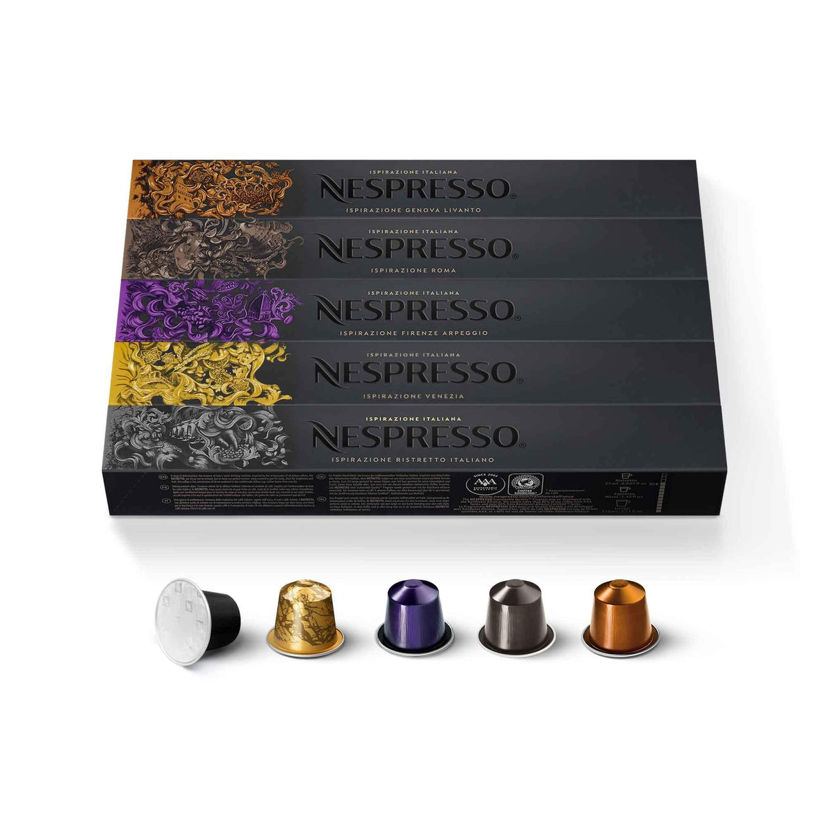 Nespresso OriginalLine 50 Capsules - Venezia, Ristretto Italiano, Firenze Arpeggio, Roma, Genova Livanto