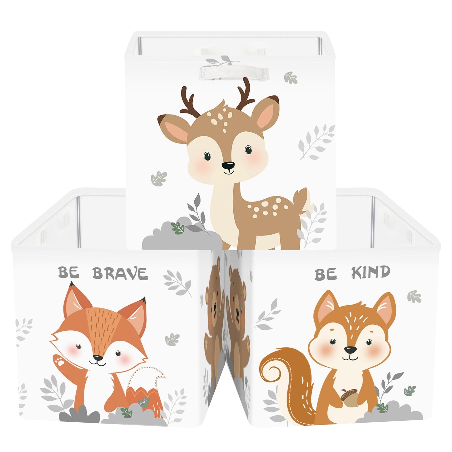Clastyle 3 pcs Cute Animals Cube Storage Boxes for Shelves Kallax Boxes