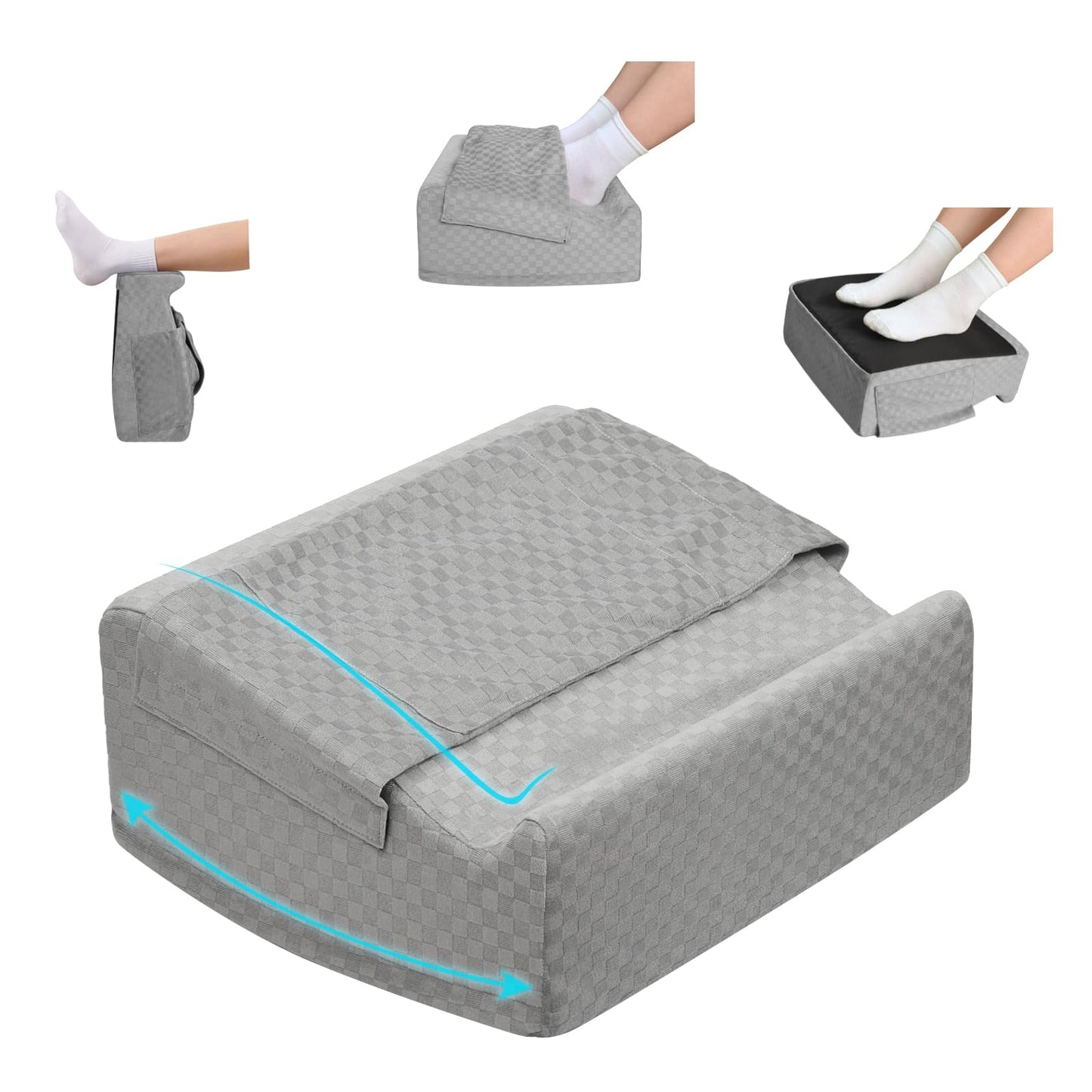 Nockovi Foot Rest for Under Desk at Work – 15° Tilt Angle Under Desk Footrest with High-Resilience Foam, Velvet Top & Non-Slip Base
