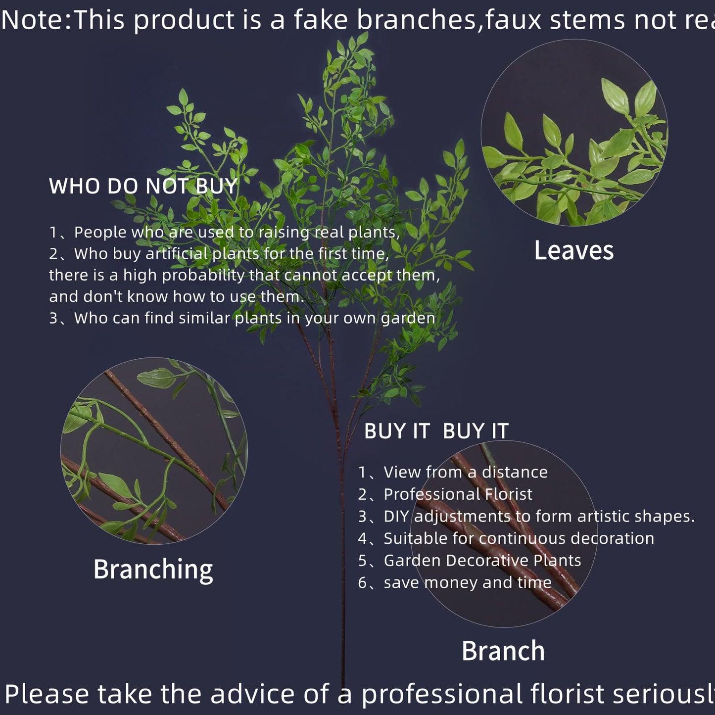 Melorca&Guilla Artificial Plants,4PCS 43.3" Green Nandina Faux Branches for Vase,Artificial Plants for Shop Garden Office Home Dcor
