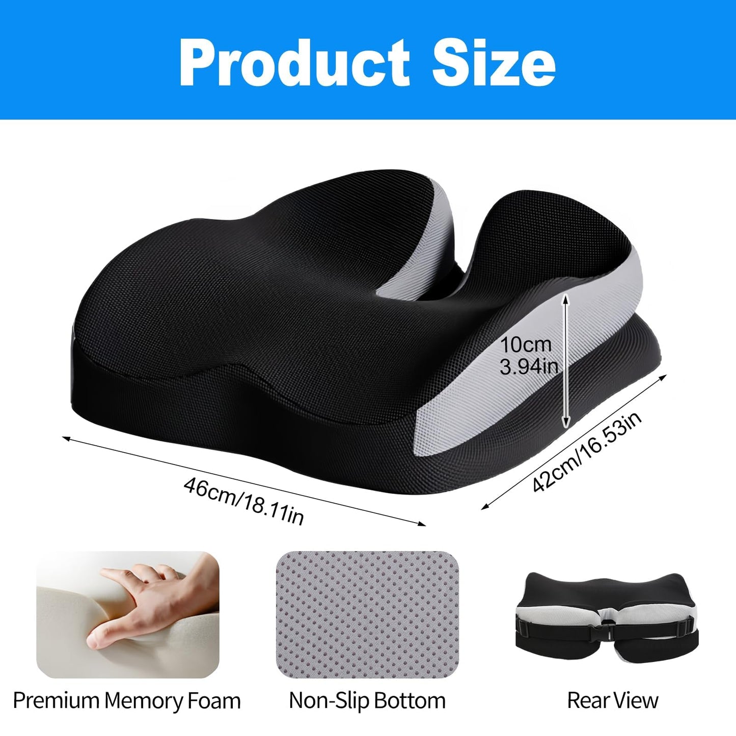 FALSKT Coccyx Cushion for Tailbone Pain Relief Memory Foam Seat Cushions