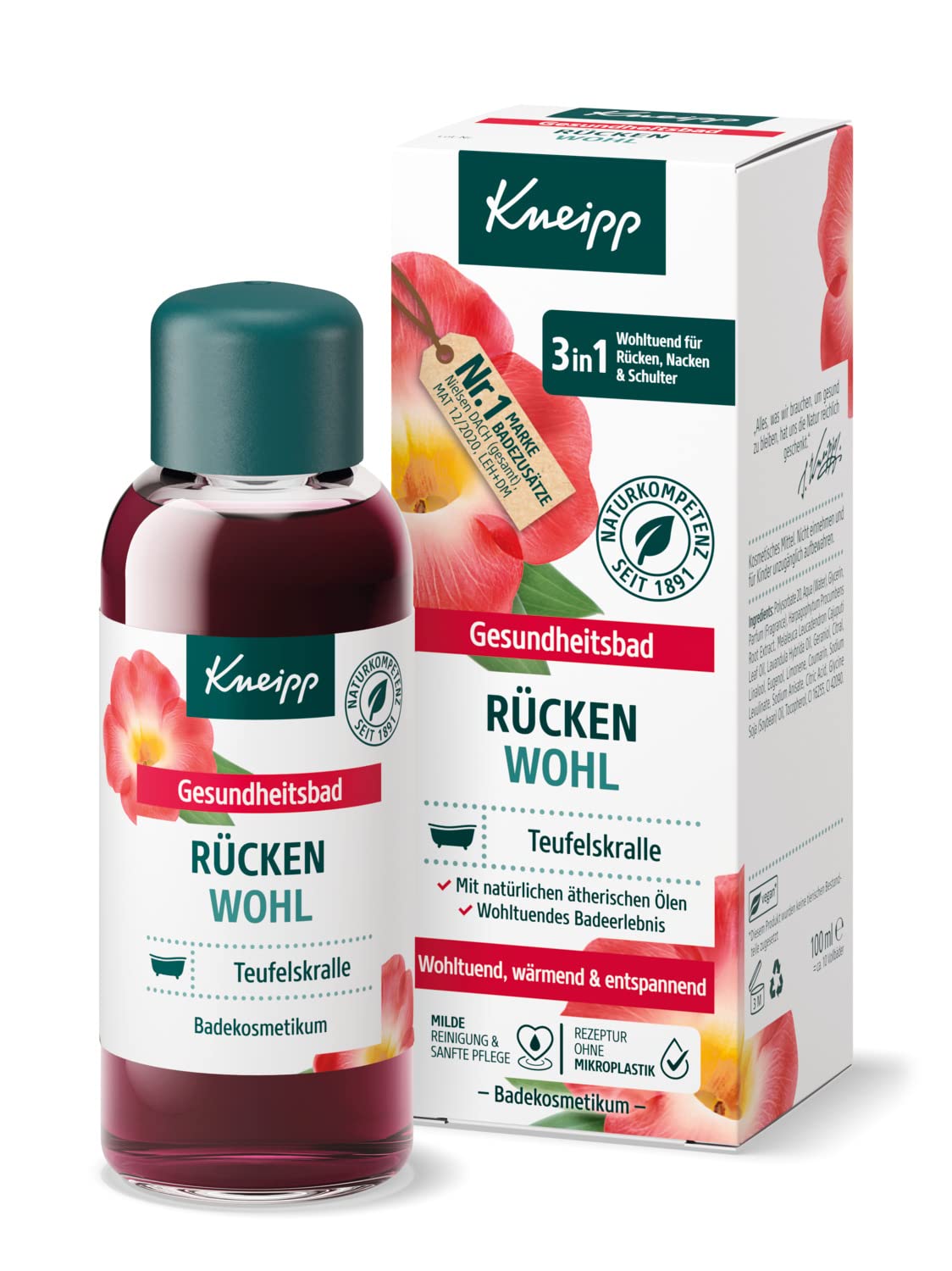 Kneipp Health Bath Back Wellness - Bath Oil with Valuable Extract of Devil's Claw and Natural Essential Oils from Lavender and Cajeput - for Back,