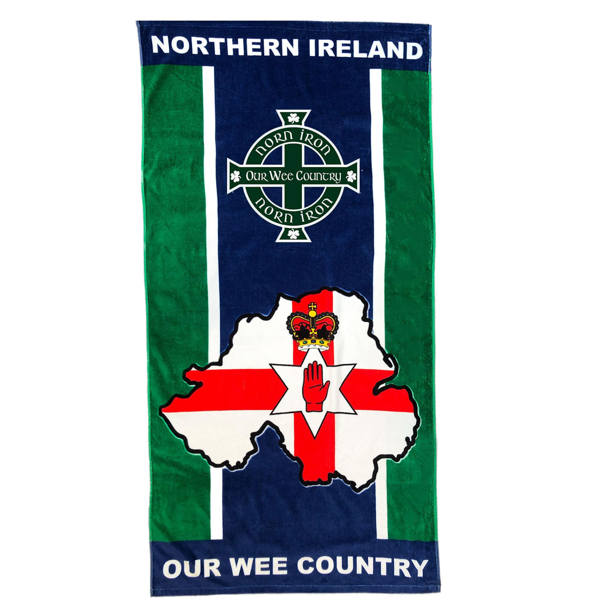 Beyond Happy Northern Ireland Giant Flag Beach, Pool & Bath Towel, 100% Cotton & 150cm X 75cm, Northern Ireland Ulster Our Wee Country Holiday Beach
