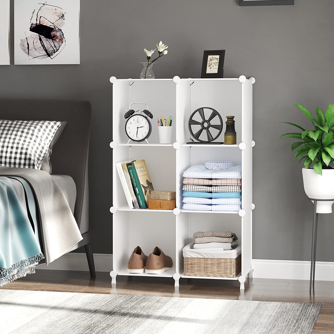 AWTATOS Cube Storage Organizer, Storage Cubes Shelve Bookshelf 6 Cube,White