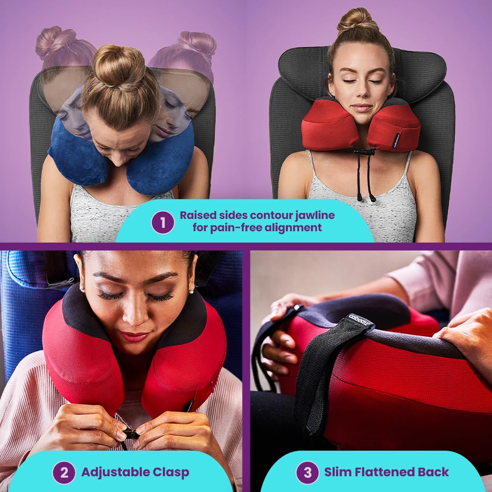 Cabeau Evolution S3 Travel Pillow  Straps to Airplane Seat  Ensures Your Head Wont Fall Forward  Relax with Plush Memory Foam  Quick-Dry Fabric
