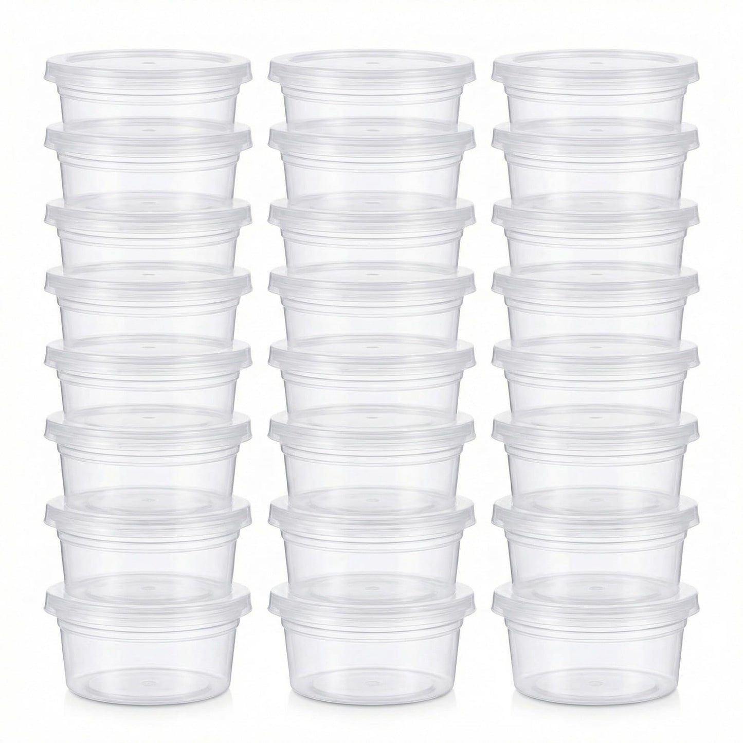 Feelava Slime Containers 24 Pack, Leakproof Clear Plastic Foam Ball Storage Cups Storage Jars Containers With Lids Slime Pots Tubs (40g)
