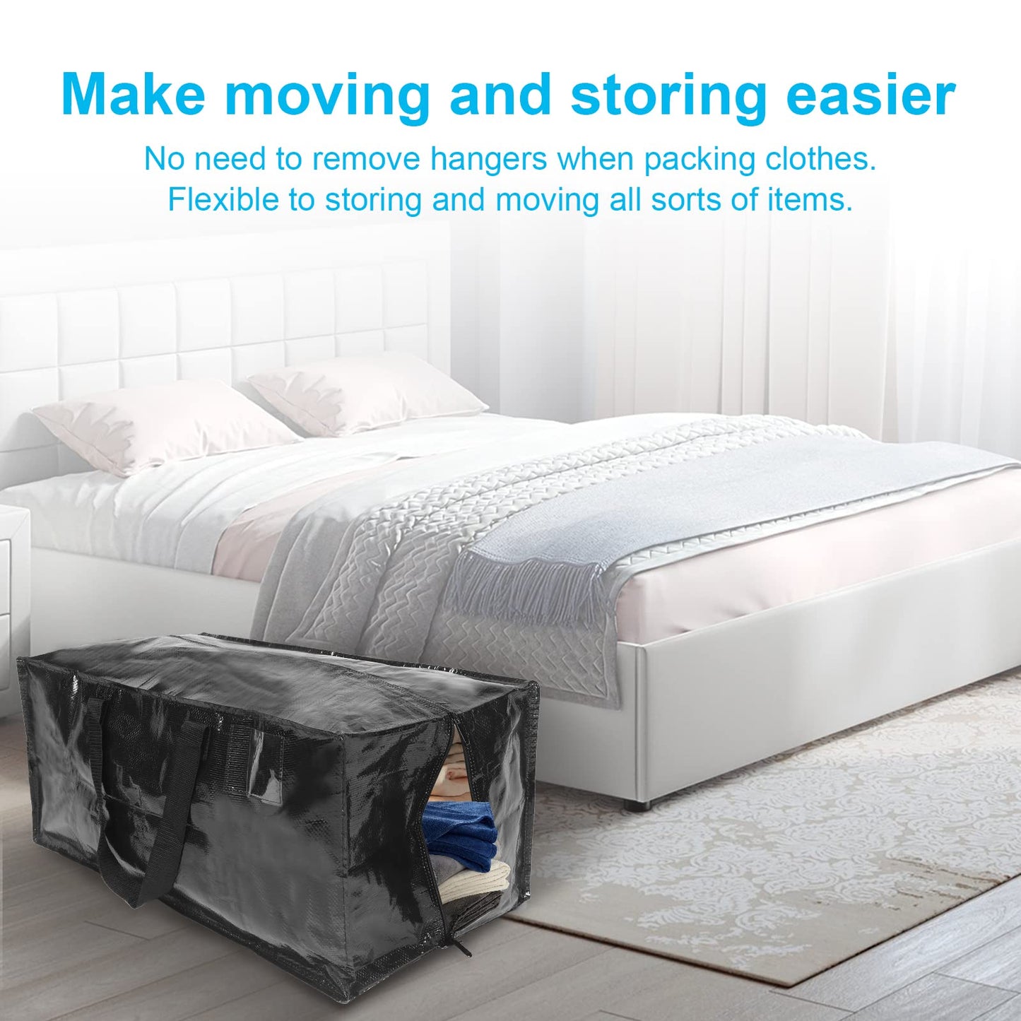Moving Bags, ZIZINET Moving Bags Extra Large Strong,90L Big Bags with Backpack Straps,Handles, Zippers and Tag Pocket, for Moving,Travelling,Camping,