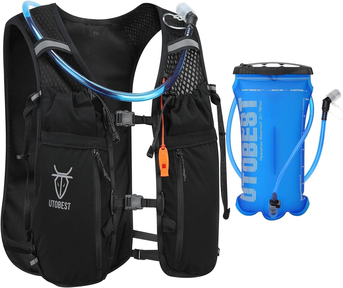 UTOBEST Upgrade Running Vest For Women&Men With Hydration Bladder 2L,Breathable Lightweight Hydration Backpack,Dry Wet Separation&10L High