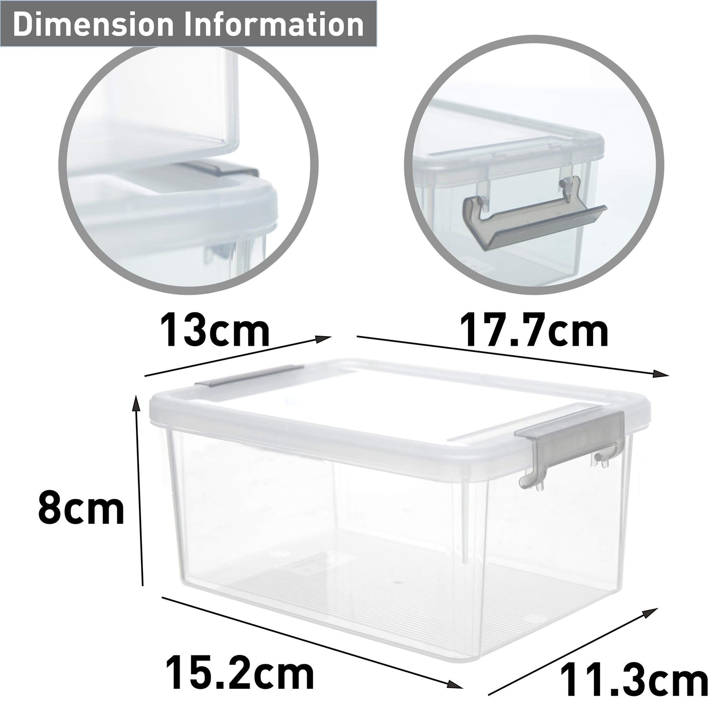 Citylife 6 Pack Plastic Storage Box Small Stackable Storage Box with Clear Storage Boxes with Handles for Kitchen Closet,17.7x13x8.2cm