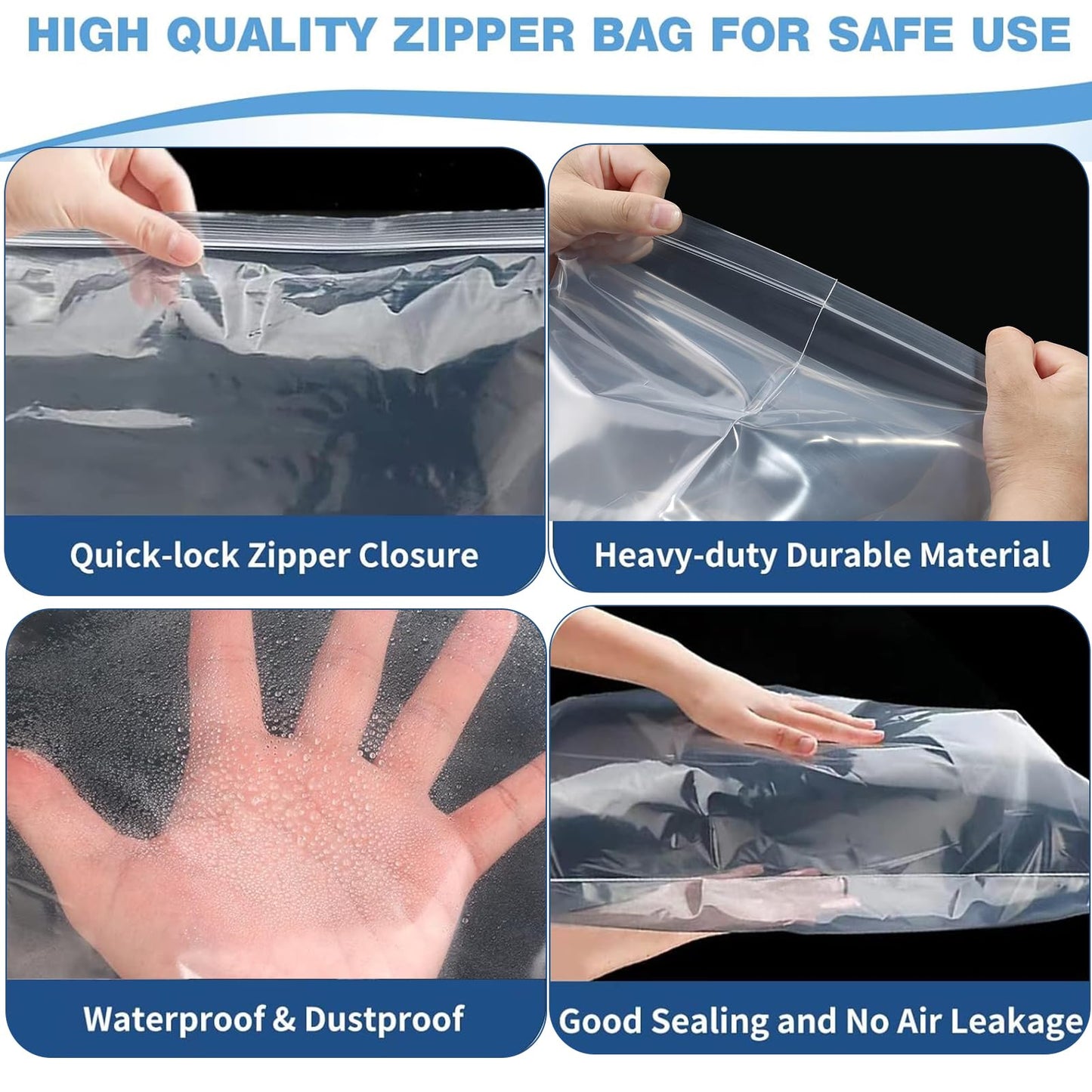 ATB-Foger Large Sealable Plastic Bag 60×70 CM,60x50cm Large Ziplock Bags for Clothes Travel Storage Reusable Waterproof for Down Jackets Sweater